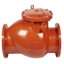 Load image into Gallery viewer, 100mm/4&quot;  Kirloskar Make CI Swing Check(Reflux) Valve PN1.6 ,Cat No: NRV PN1.6 RUB-BR (IS 1538 4 &amp; 6), Flg FF IS 1538 Tbl 4&amp;6 , Cast Iron BODY&amp; Disc ,Hing Pin :-SS410 ,Seat :Gunmetal,Disc Ring :Nat Rubber