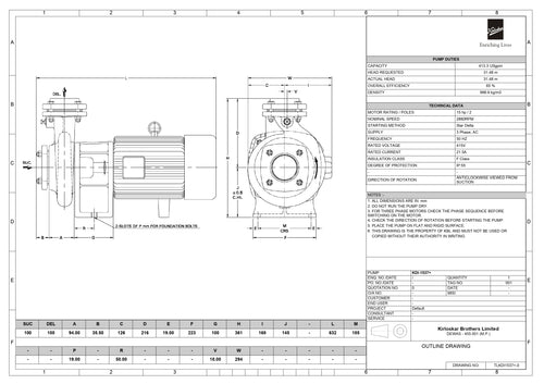 Kirloskar15 HP Mono Block Centrifugal Pump KDI-1537+,  inlet/Outlet -100mm/100mm , EL. Motor  - 3Phase -415 V/3000 rpm , Body& Impler :Cast Iron , Shaft : SS ,Sealing:-Mechanical Seal