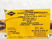 Load image into Gallery viewer, HPL Front Operated 400 amp 4Pole Electric On Load Changeover Switch, 415V , Open Execution