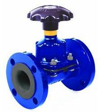 Load image into Gallery viewer, Saunders Make Diaphragm Valve ,Weir Type,Body :Cast Iron,Body Lining:-Ebonite,Diaphgram:-:Neoprene,150# Flanged ANSI RF,NA,Shaft:-SS,Hand Nob Operated - Valvesekart